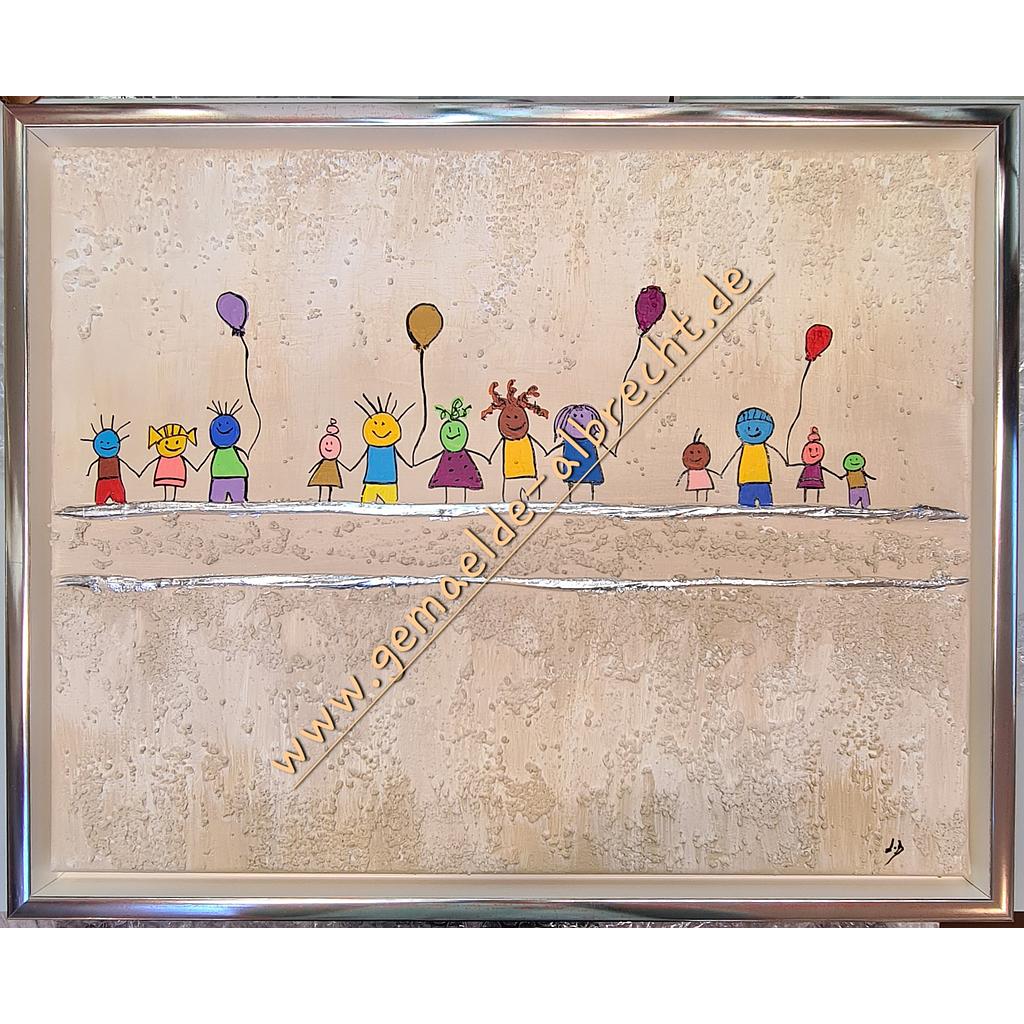 Original Lea Bach &quot;Kinder/Lufballons&quot; sand/sand 40 x 50 cm