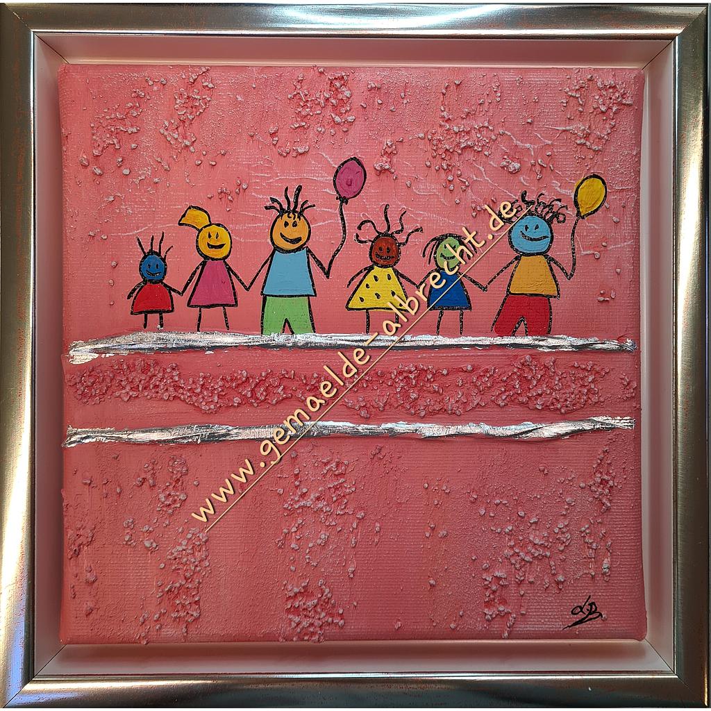 Original Lea Bach &quot;Kinder/Lufballons&quot; rot/rot 20 x 20 cm