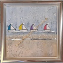 Original Lea Bach &quot;Boote Albrecht&quot; hellblau/sand 20 x 20 cm