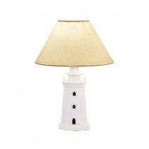 Leuchtturmlampe weiss Holz H 27 cm