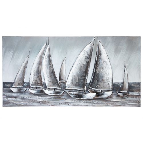 Original Leinwandbild &quot;Boote&quot; 60 x 120 cm