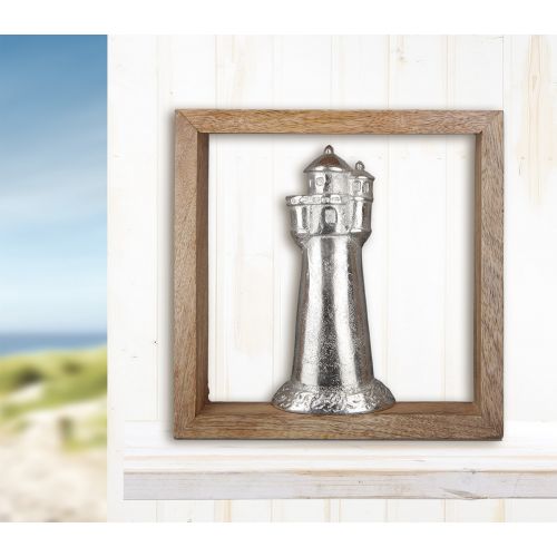 Wanddeko Holz/Metall &quot;Leuchtturm&quot; 20 x 20 cm
