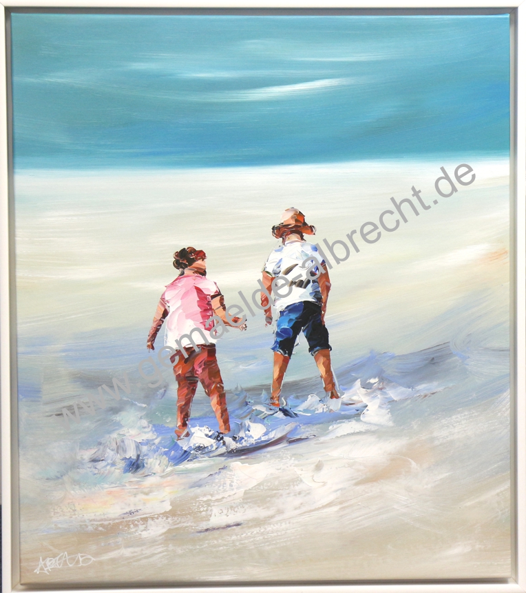 Original Leinwandbild &quot;Ein Tag am Strand&quot;  40 x 80