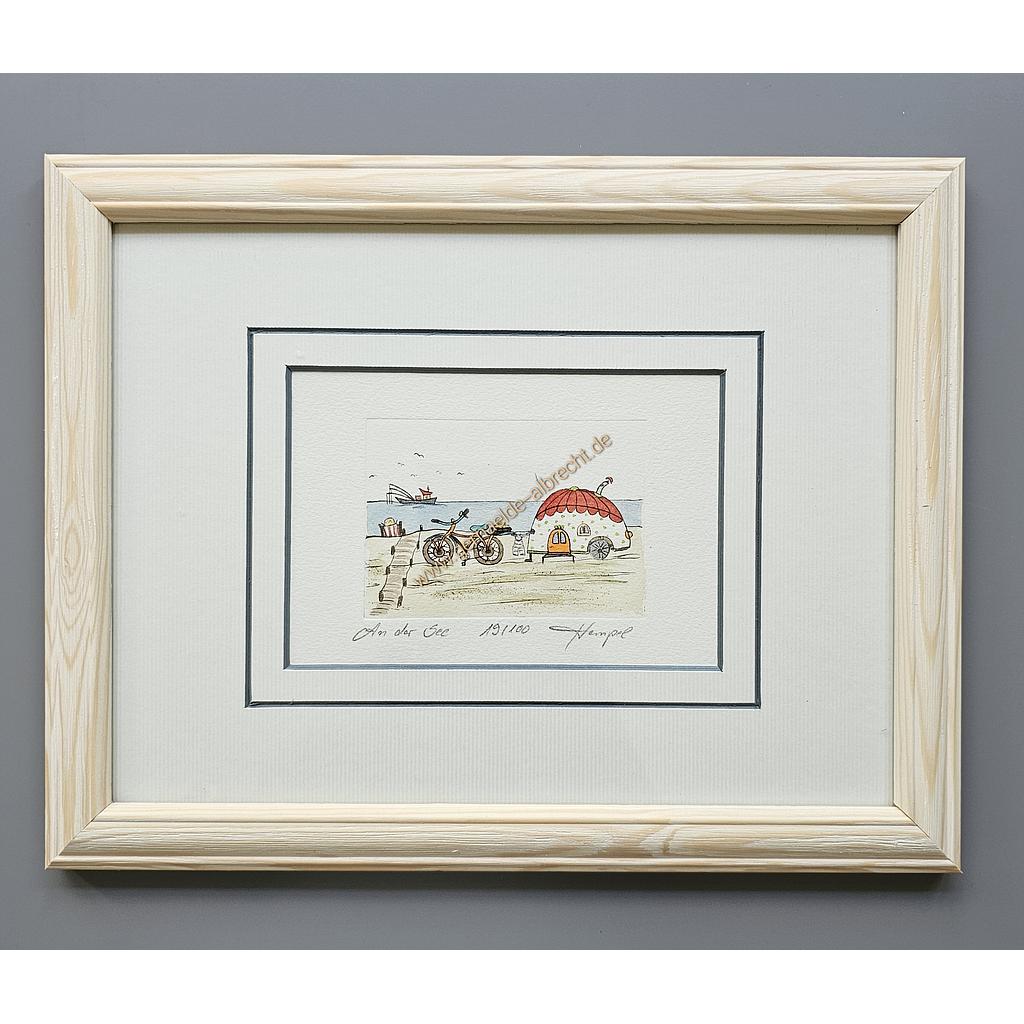Org. Radierung &quot;An der See&quot; M. Hempel 18 x 24 cm 