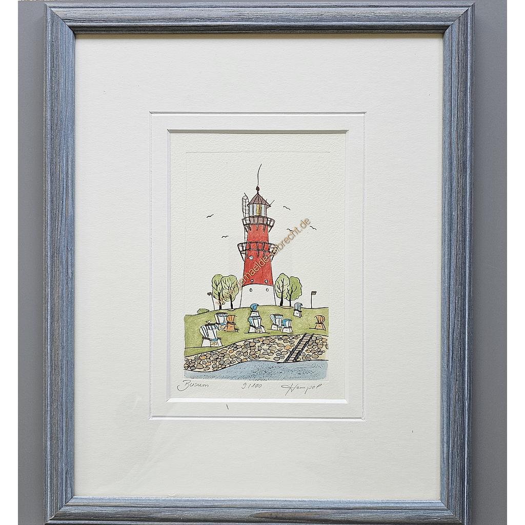 Org. Radierung &quot;Büsum&quot; M. Hempel 30 x 24 cm  