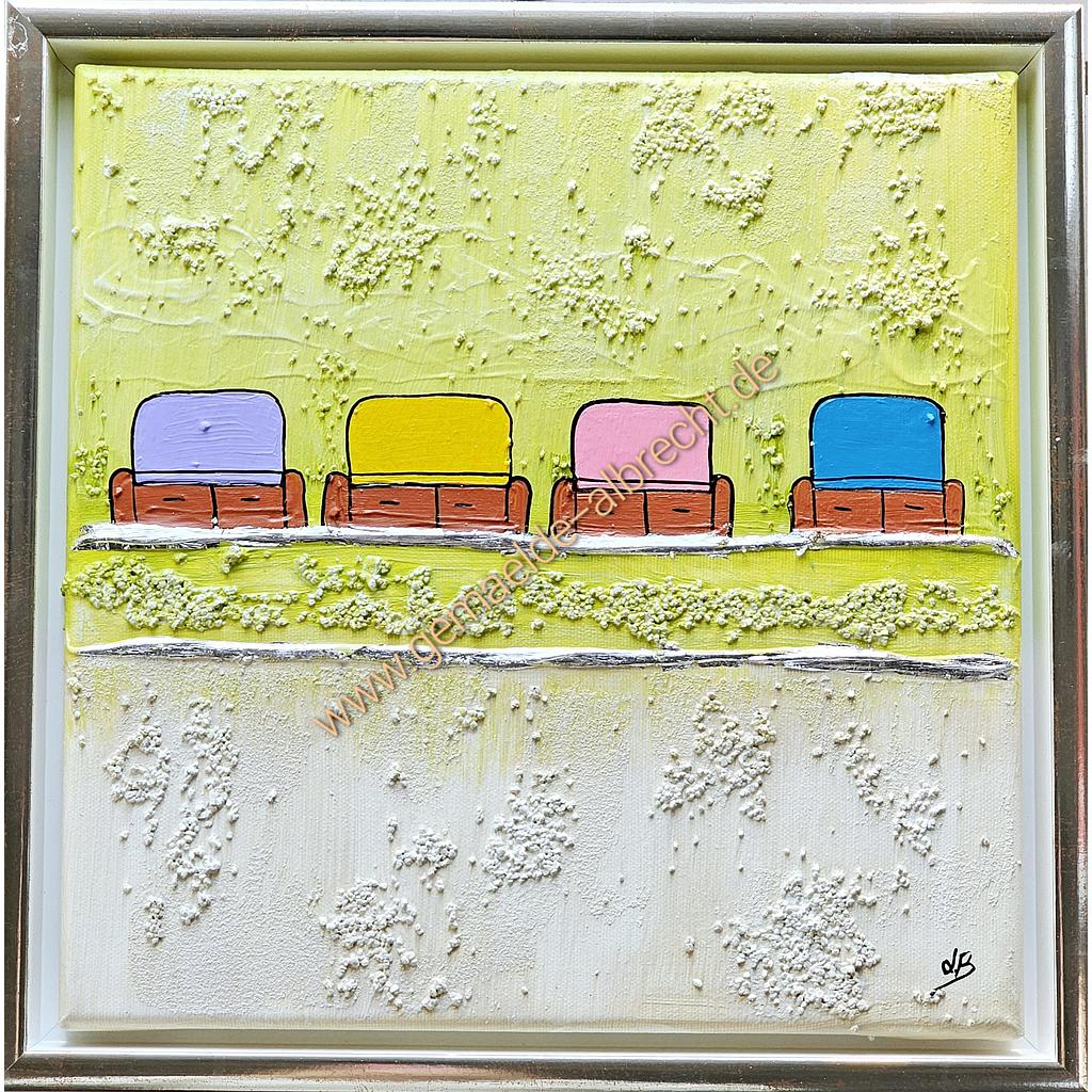 Original Lea Bach &quot;Strandkörbe&quot;  30 x 30 cm lime/sand 