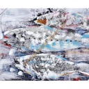 Original Leinwandbild &quot;Fische abstrakt&quot; 80 x 100 cm