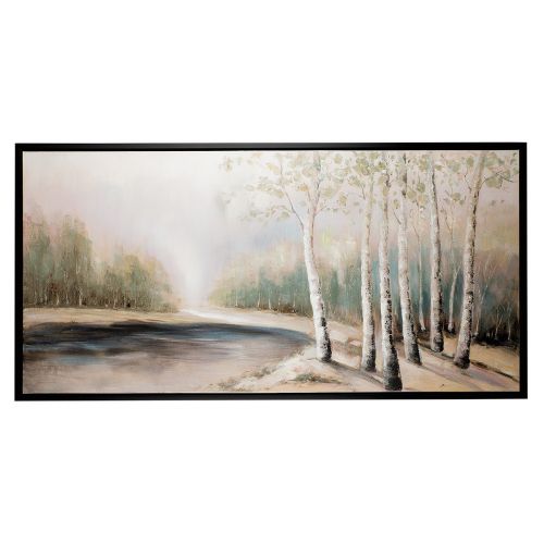 Original Leinwandbild &quot;Birkenhain&quot; mit Rahmen 100 x 100 cm 