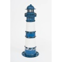 Deko Leuchtturm blau/weiss Recycled Metal H 49 cm 