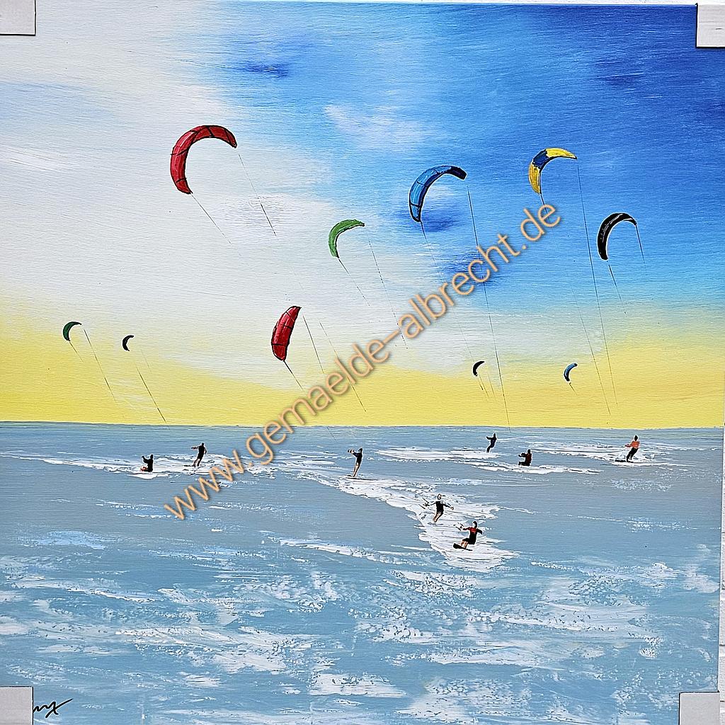 Original Leinwand &quot;Kitesurfer&quot; 80 x 80 cm 