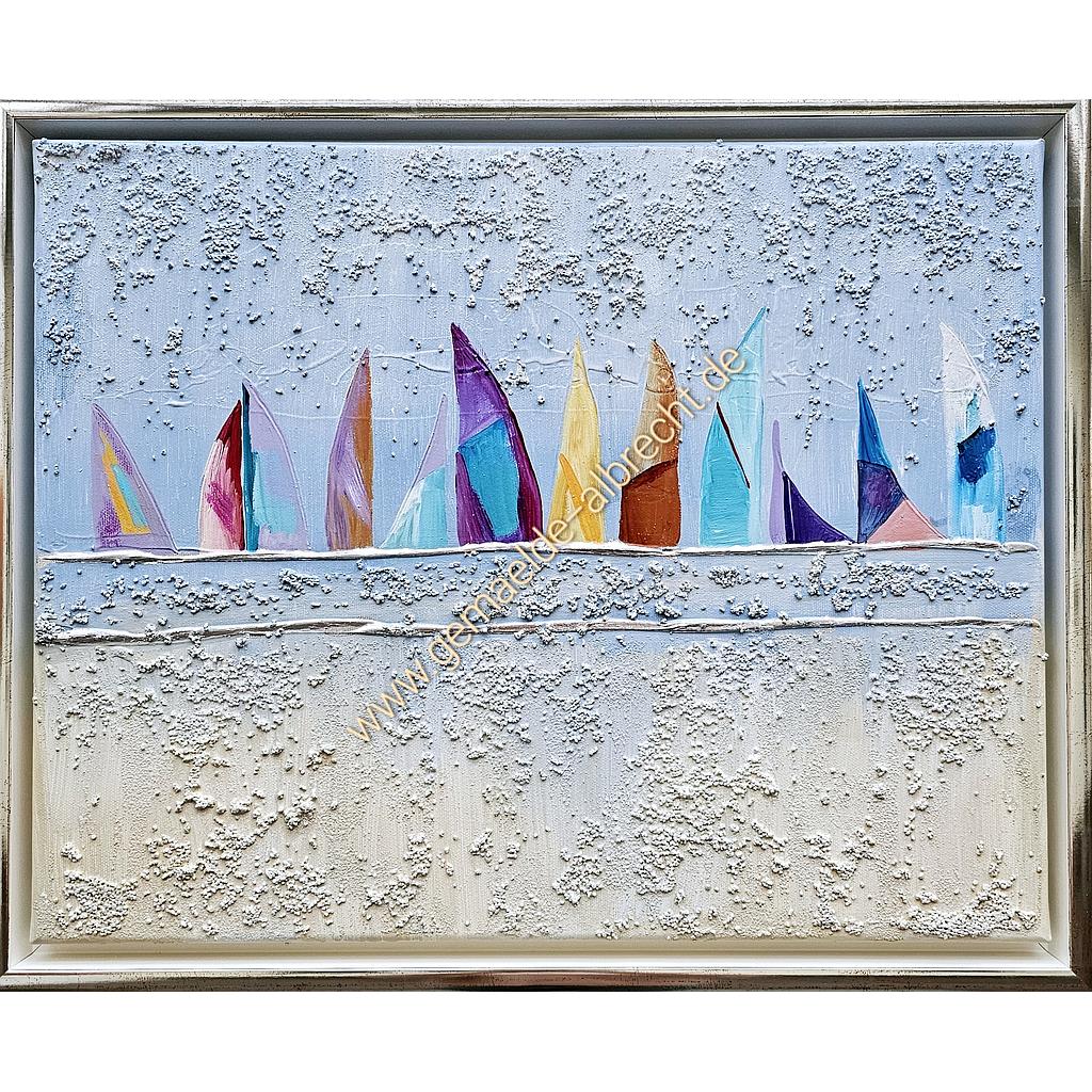 Original Lea Bach &quot;Segelboote&quot; 40 x 50 cm