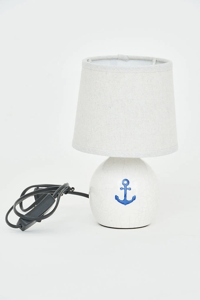 Tischlampe Terracotta Anker weiss H 23 cm