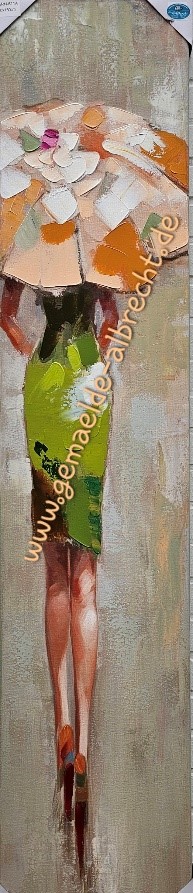 Original Leinwandbild &quot;Frau mit grünem Kleid&quot;  30 x 150 cm