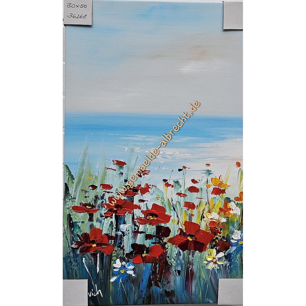 Original Leinwandbild &quot;Blumenwiese&quot; 30 x 50 cm mit Rahmen