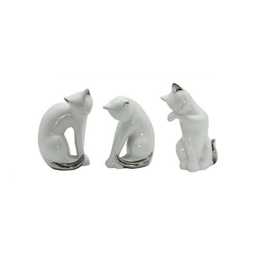 Skulptur Katzen &quot;Twisto&quot; 3fach sortiert H 18 cm