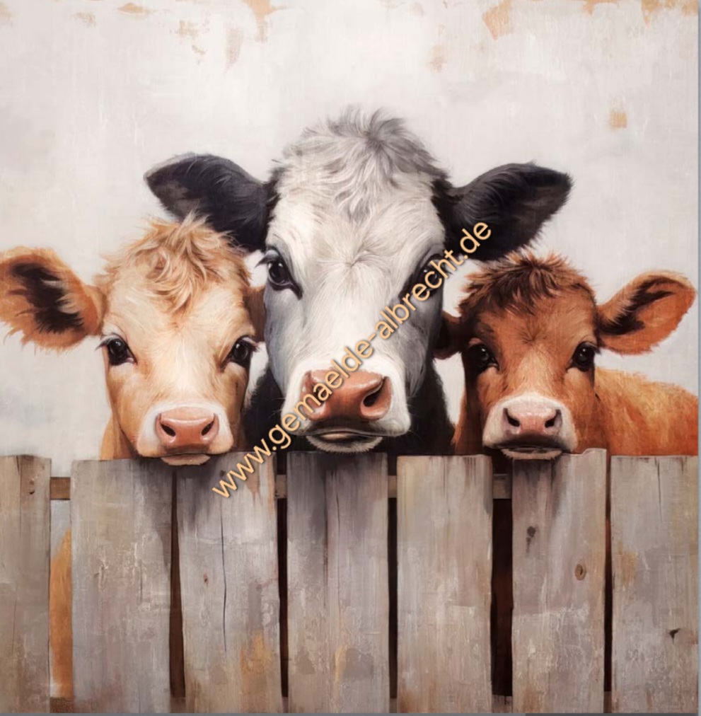 Original Leinwand &quot;Kühe&quot; 60 x 60 cm