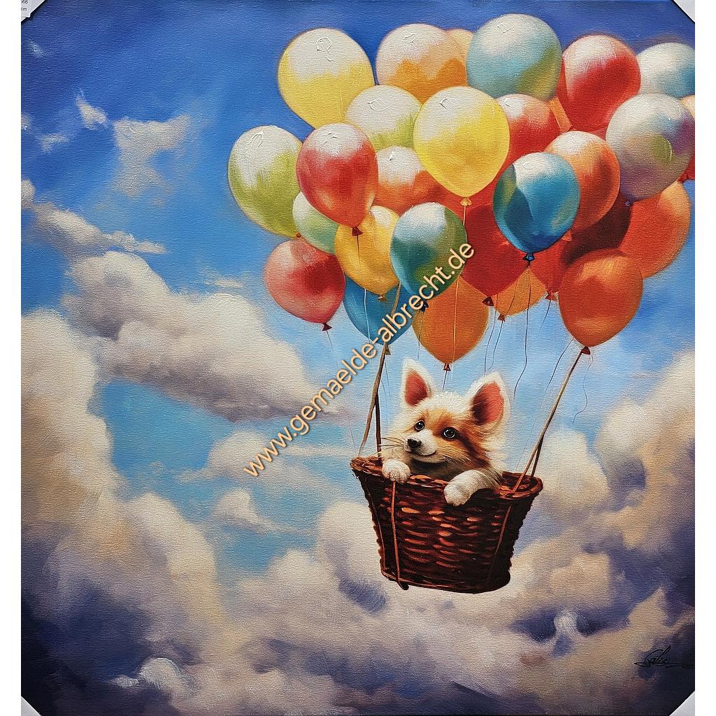 Original Leinwand &quot;Flying Dog&quot; 100 x 100 cm