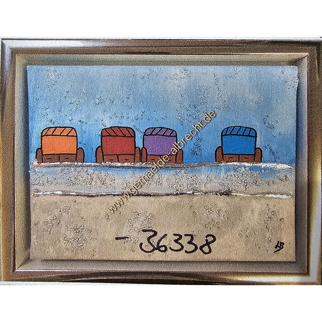 Original Lea Bach &quot;Strandkörbe&quot; blau/sand 18 x 24 cm 