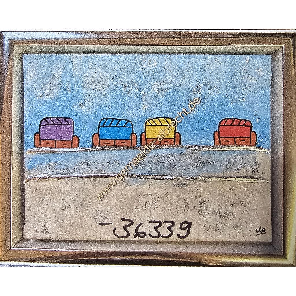 Original Lea Bach &quot;Strandkörbe&quot; blau/sand 18 x 24 cm 