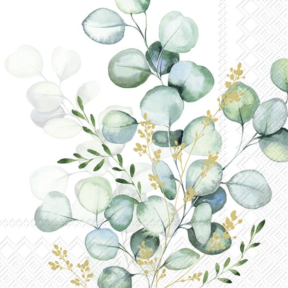 Servietten Lunch &quot;Eucalyptus Bouquet gold&quot; 33 x 33 cm 