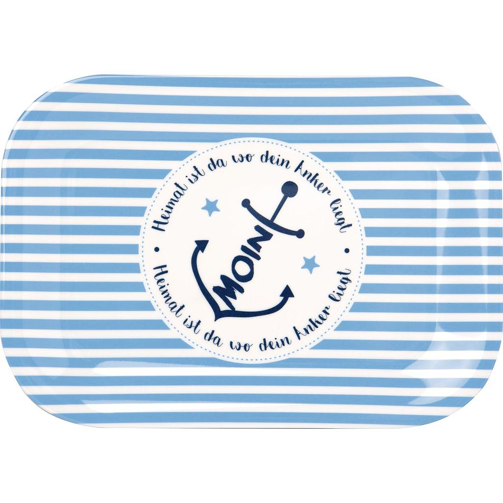 Tablett &quot;Moin Anker&quot; blue L 20,5 cm 