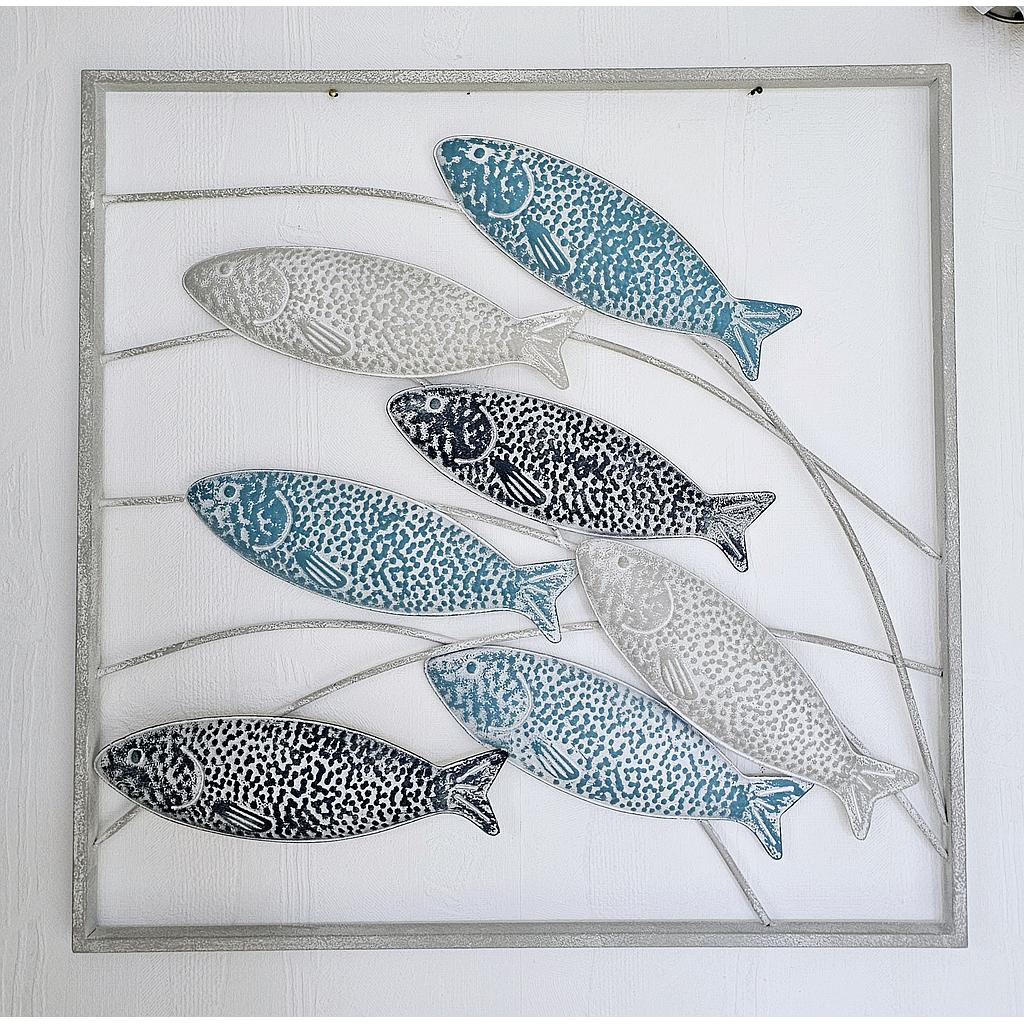 Wanddeko &quot;Fischschwarm&quot; 65 x 65 cm