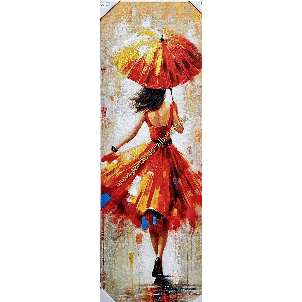 Org. Leinwand &quot;Umbrella red&quot; 40x120 cm