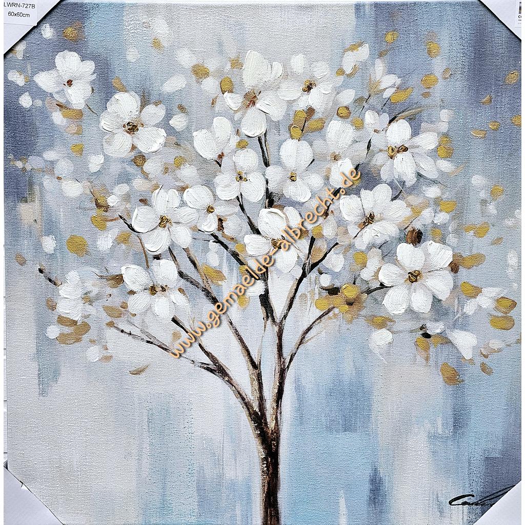 Org. Leinwand &quot;Baum in Blüte&quot; 60x60 cm 