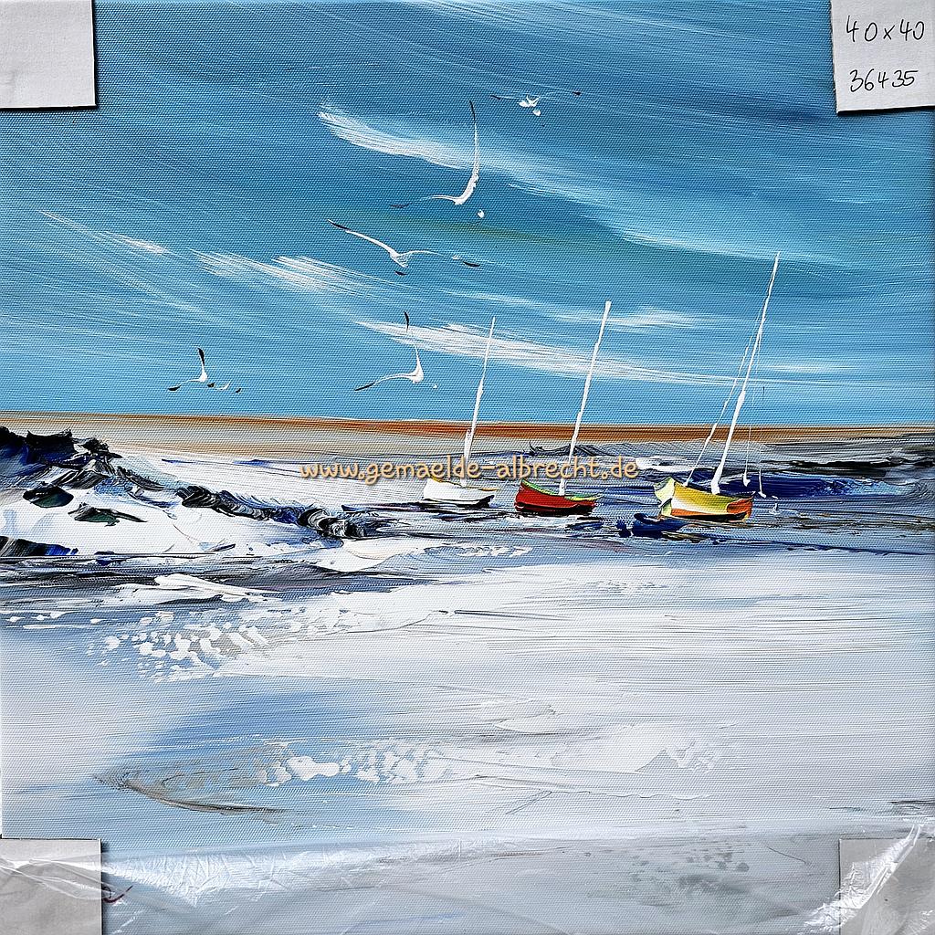 Org. Leinwandbild &quot;Boote&quot; 40x40 cm