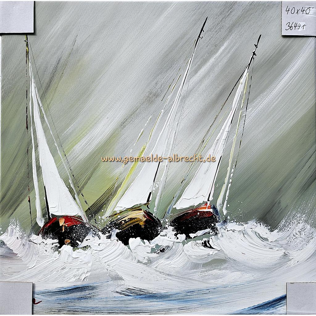 Org. Leinwandbild &quot;Segelturn graugrün&quot; 40x40 cm