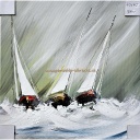Org. Leinwandbild &quot;Segelturn graugrün&quot; 40x40 cm