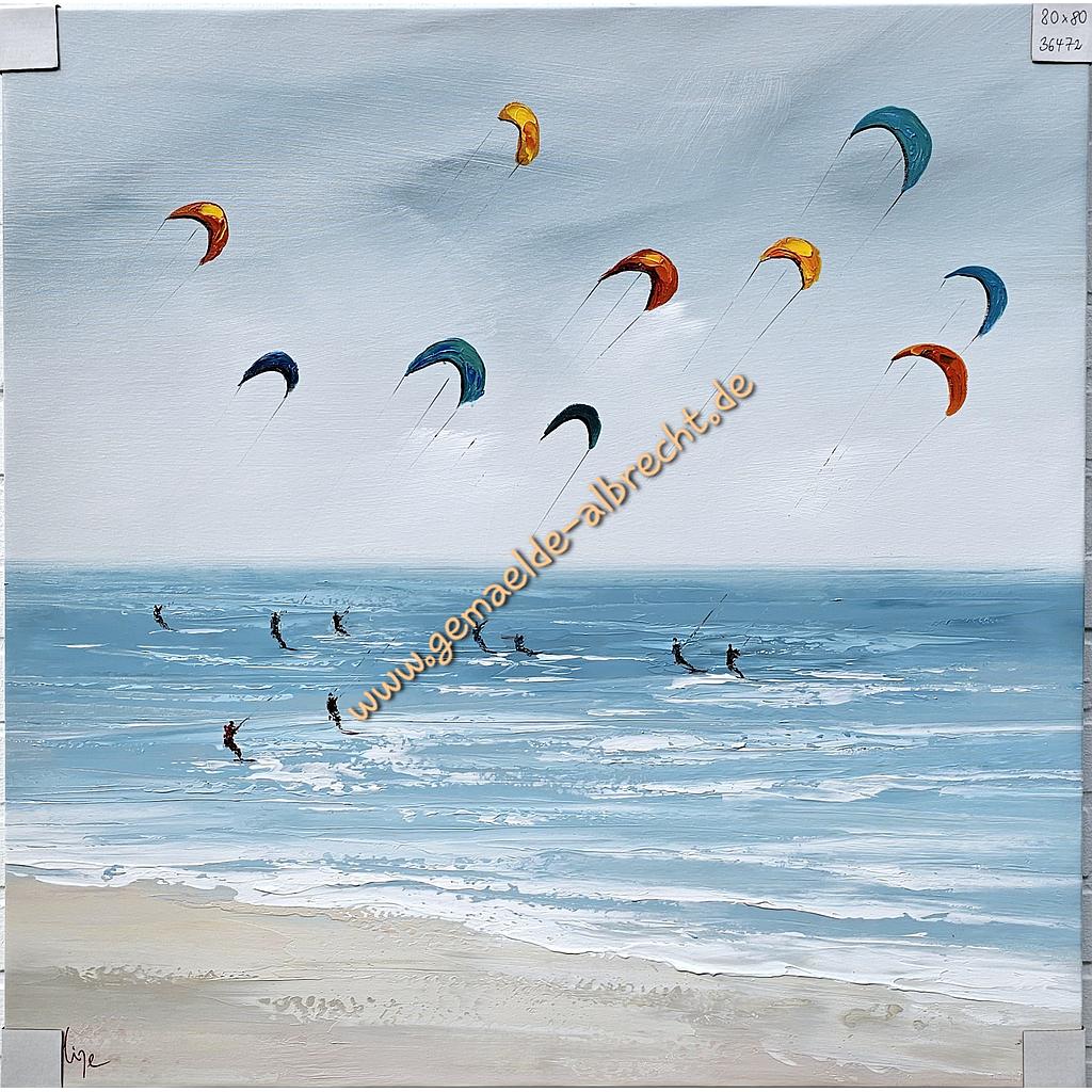 Org. Leinwandbild &quot;Kitesurfer&quot; 80x80 cm