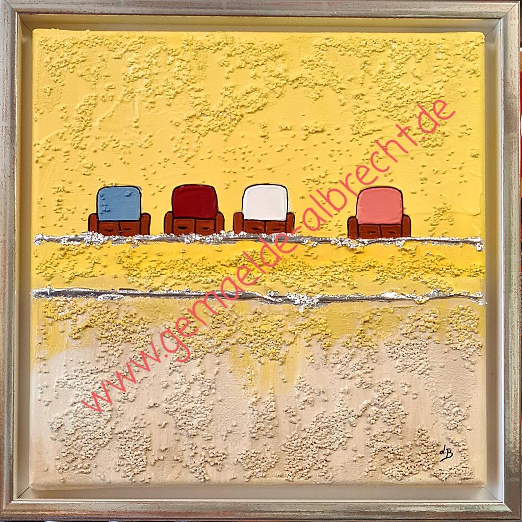 Original Lea Bach &quot;Strandkörbe&quot;  30 x 30 cm