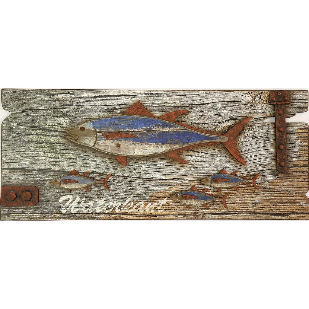 Bild Holz 3D &quot;Fischschwarm/Waterkant&quot; 70 x 30 cm