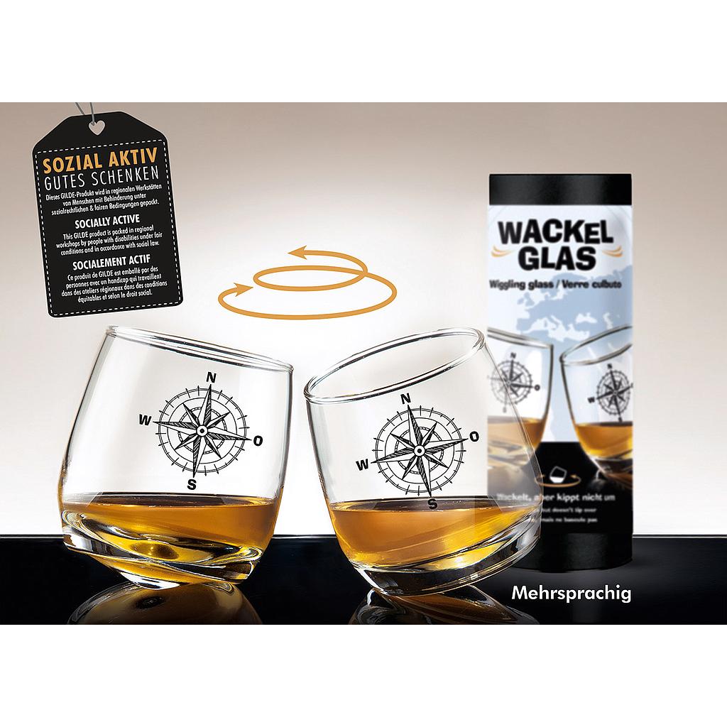 Wackelglas &quot;Global Windrose&quot; 2er Set 