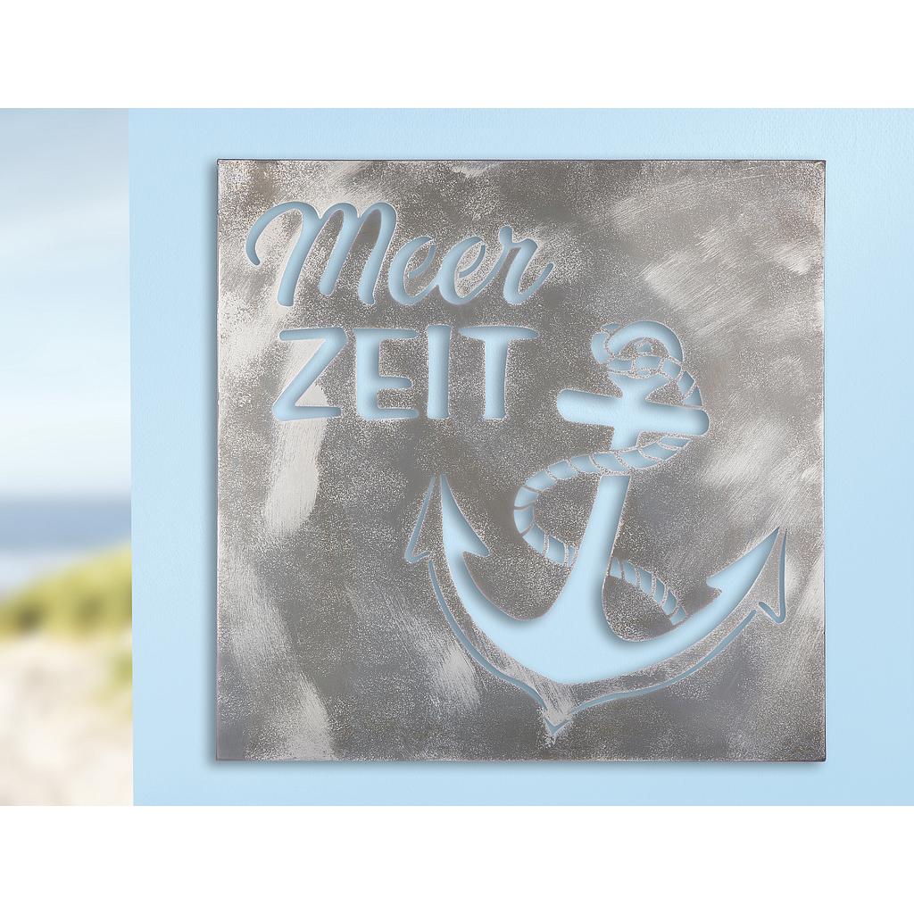 Wandrelief Metall &quot;Meer Zeit&quot; Anker antik silber