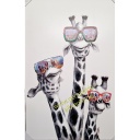 Original Leinwandbild &quot;Giraffen Brille&quot; mit Glitzereffekt  80 x 120 cm