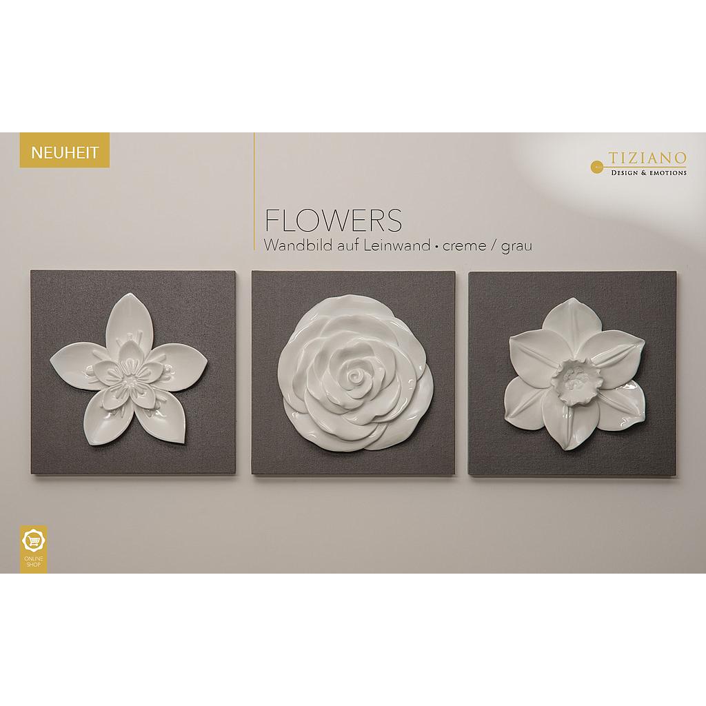 Tiziano Wandbild &quot;Flowers&quot; Rosegrau 30 x 30 cm