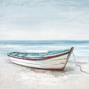 Original Leinwandbild &quot;Boot am Meer&quot; 60 x 60 cm