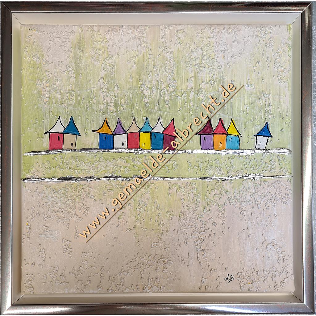 Original Lea Bach &quot;Häuschen&quot;  30 x 30 cm lime/sand 