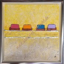 Original Lea Bach &quot;Strandkörbe&quot;  30 x 30 cm mango/sand