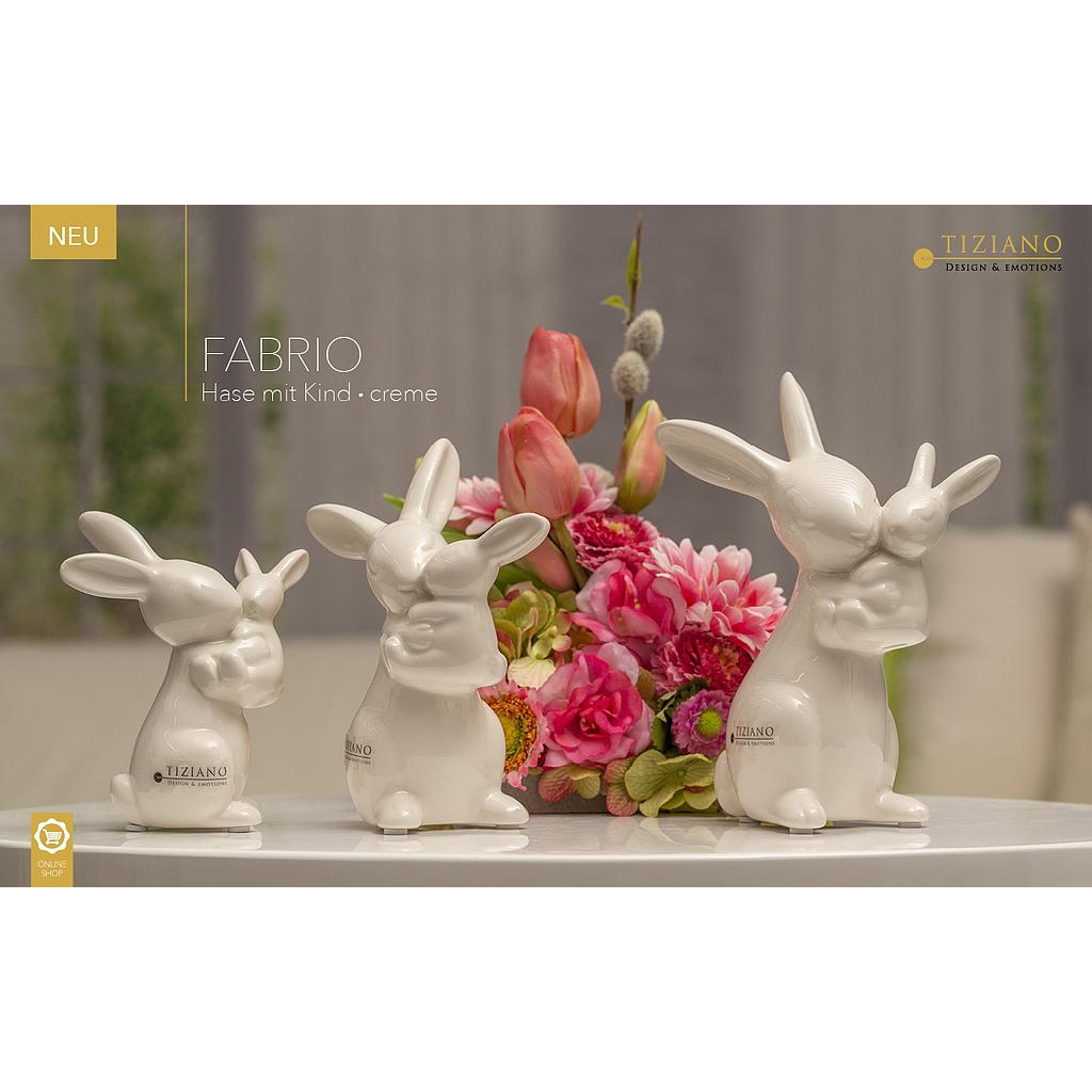 Skulptur &quot;Hase Fabrio mit Kind&quot; H 14 cm