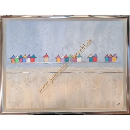 [2100000138081] Original Lea Bach &quot;Häuschen&quot; hellblau/sand 40 x 50 cm