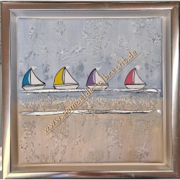 [2100000138425] Original Lea Bach &quot;Boote Albrecht&quot; hellblau/sand 20 x 20 cm