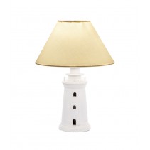 [2100000138654] Leuchtturmlampe weiss Holz H 27 cm