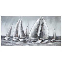 [2100000138692] Original Leinwandbild &quot;Boote&quot; 60 x 120 cm