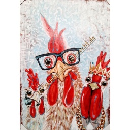 [2100000139125] Original Leinwandbild &quot;Music Chicken &quot; 70 x 100 cm