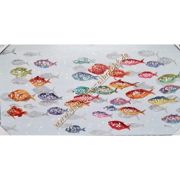 [2100000139194] Original Leinwandbild &quot;Fischschwarm&quot; 60 x 120 cm