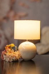 [2100000125081] Lampe &quot;Catalina&quot; creme H 34 cm 