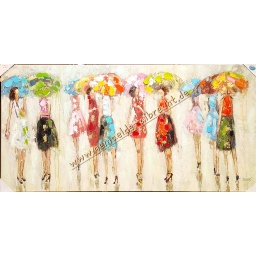 [2100000139774] Original Leinwandbild &quot;Frauen mit Schirmen&quot; 70 x 140 cm